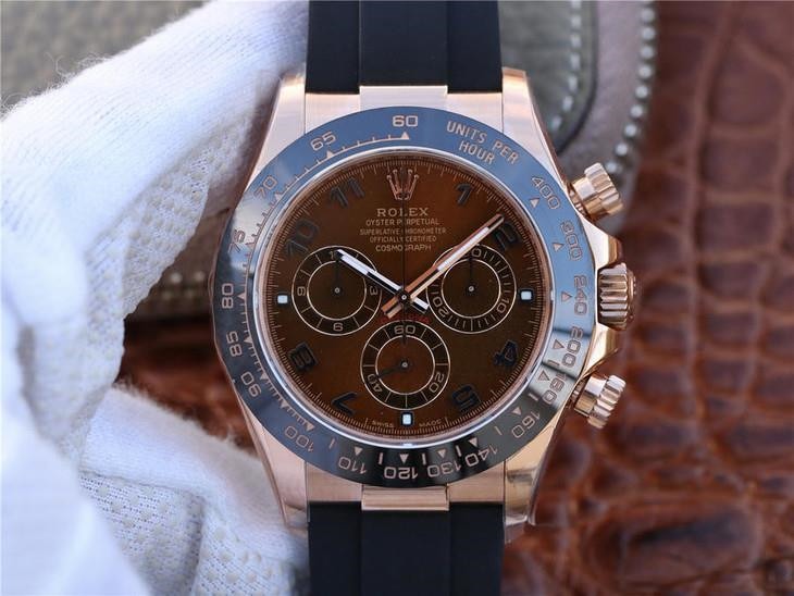 Rolex Daytona 116515LN Men 40mm Coffee Color Dial Black Rubber Replica Watch - Image 2
