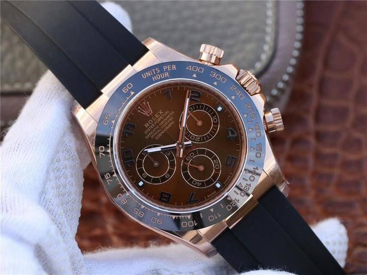 Rolex Daytona 116515LN Men 40mm Coffee Color Dial Black Rubber Replica Watch - Image 3