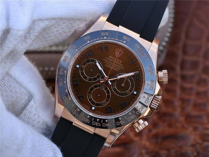 Rolex Daytona 116515LN Men 40mm Coffee Color Dial Black Rubber Replica Watch - Image 4
