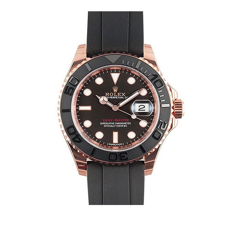 Rolex Yacht-Master 116655 Men 40mm Black Dial Rubber Replica Watch