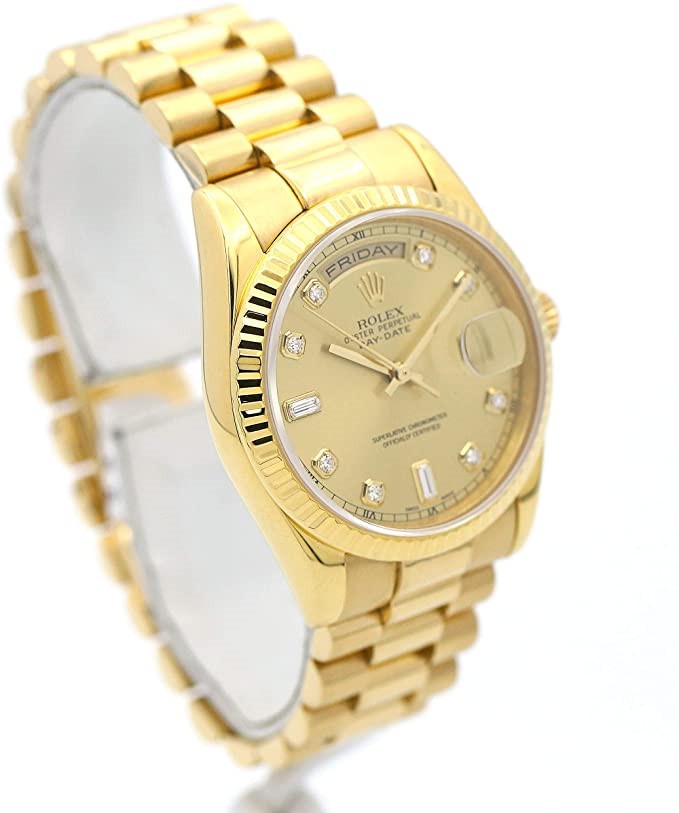 Rolex Day-Date 118238 36mm Golden Men Diamond Scale Replica Watch - Image 2
