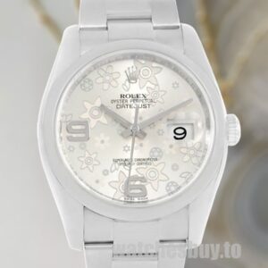 Rolex Datejust Men's 116200SFAO Oysterlock 36mm Silver Floral Dial