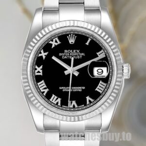 Rolex Datejust Men's 116234BKRO Oysterlock Automatic Black Dial