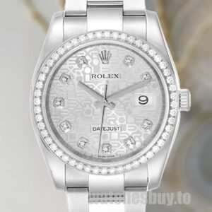 Rolex Datejust Men's 116244SJDO Oysterlock Silver Dial 36mm