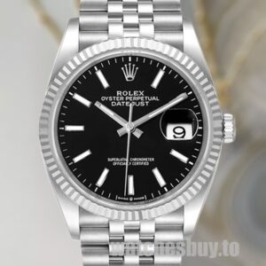 Rolex Datejust Men's 126234BKSJ Silver-tone Black Dial 36mm