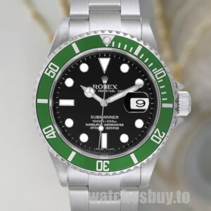 Rolex Submariner 50th Anniversary "Kermit" 16610LV Men's Black Dial Silver-tone