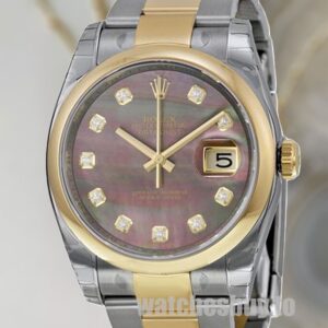 Rolex Datejust Men's 36mm 116203BKMDO Black Mother of Pearl Dial Silver-tone