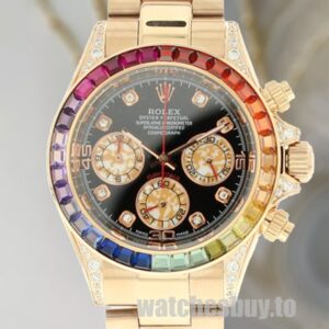 Rolex Daytona Men's 116598RBOW 40mm Diamond Bezel Black Dial