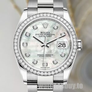 Rolex Datejust m126284rbr-0012 36mm Ladies Silver-tone Diamond Bezel