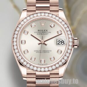 Rolex Datejust 31mm Ladies m278285rbr-0030 Silver Dial Rose Gold-tone
