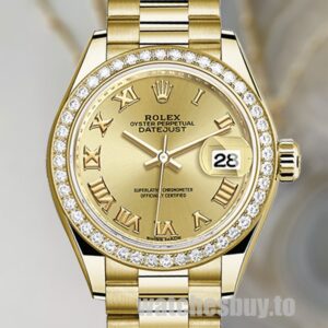 Rolex Datejust m279138rbr-0021 Ladies 28mm President Bracelet Diamond Bezel