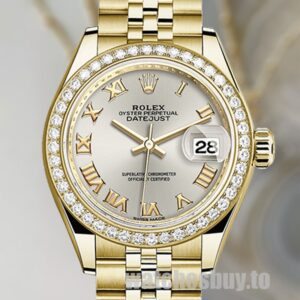Rolex Datejust 28mm m279138rbr-0018 Ladies Silver Dial Diamond Bezel