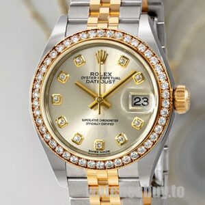 Rolex Datejust m279383rbr-0007 Ladies 28mm Silver-tone Diamond Bezel