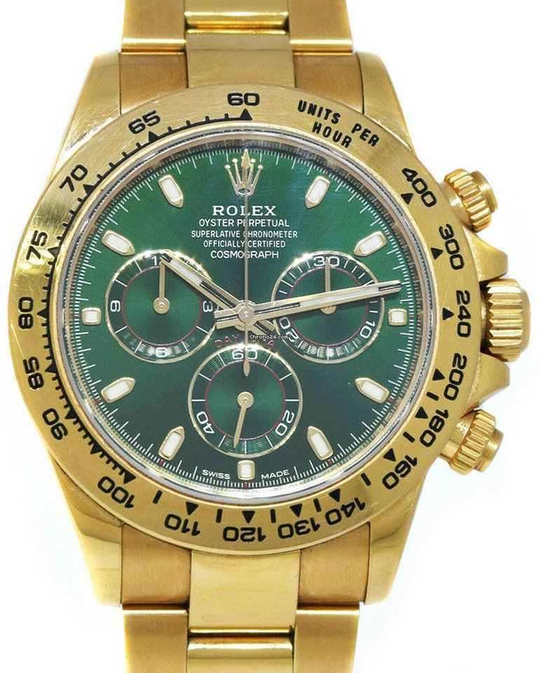 Buy Replica Rolex Daytona Chronograph 18k Yellow Gold Green Dial Mens Watch B P 2019 116508