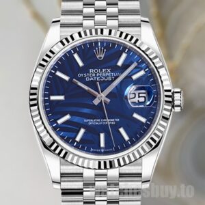 Rolex Datejust 41mm Men's 126234 Silver-tone Blue Palm Motif Dial