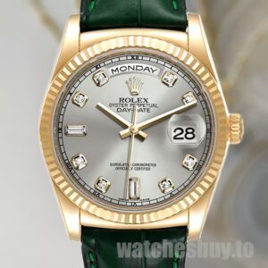 Rolex Day-Date m118138-0135 Men's 36mm Watch Leather Strap