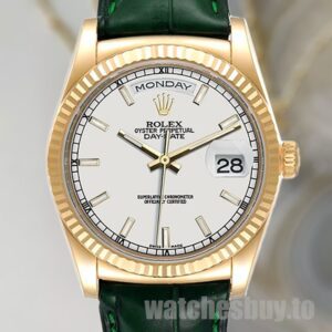 Rolex Day-Date m118138-0123 Men's 36mm Leather Strap Automatic