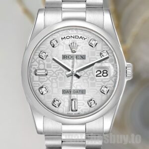 Rolex Day-Date Men's 36mm 118206 Silver-tone Silver Jubilee Dial