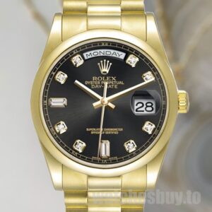 Rolex Day-Date Men's 36mm 118208-83208 Watch Black Dial
