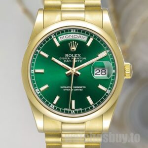 Rolex Day-Date m118208-0349 Men's 36mm Green Dial