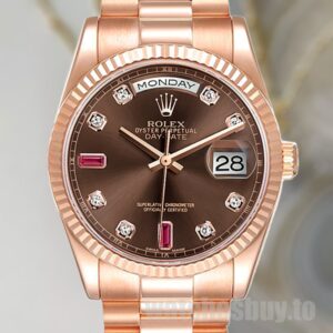 Rolex Day-Date Men's 36mm 118235 Rose Gold-tone Brown Dial
