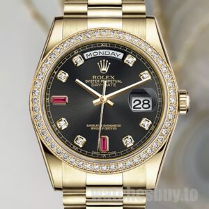 Rolex Day-Date Men's m118348-0209 36mm Watch Black Dial