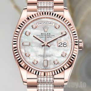 Rolex Day-Date Men's 36mm m128235-0032 Mother of Pearl Dial Rose Gold-tone