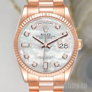 Rolex Day-Date 36mm Men's m128235-0029 Mother of Pearl Dial Rose Gold-tone