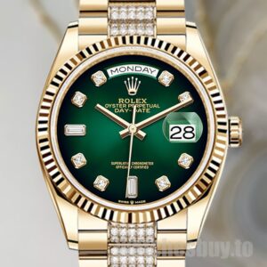 Rolex Day-Date Men's m128238-0070 36mm President Bracelet Green Dial