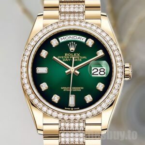Rolex Day-Date Men's 36mm m128348rbr-0036 Green Dial Watch