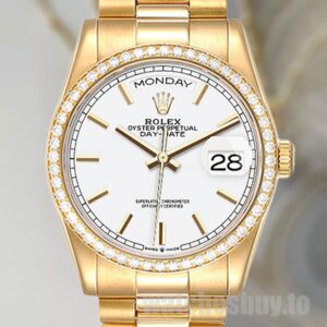 Rolex Day-Date Men's 36mm m128348rbr-0047 White Dial