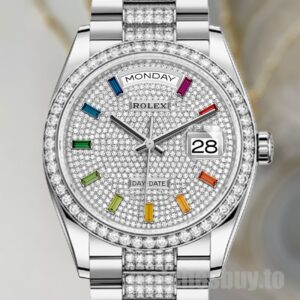 Rolex Day-Date Men's m128349rbr-0012 36mm Diamond Paved Dial Automatic