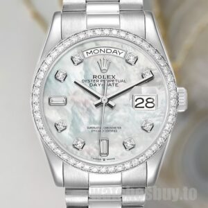 Rolex Day-Date Men's 36mm m128349rbr-0004 Mother of Pearl Dial Silver-tone