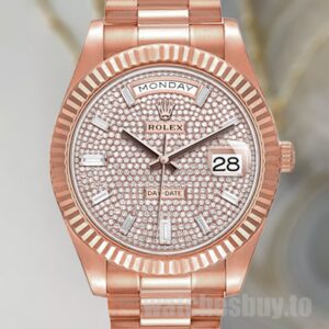 Rolex Day-Date m228235-0036 Men's 40mm Diamond Paved Dial Watch
