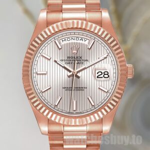Rolex Day-Date 40mm m228235-0005 Men's Silver Stripe Dial Automatic