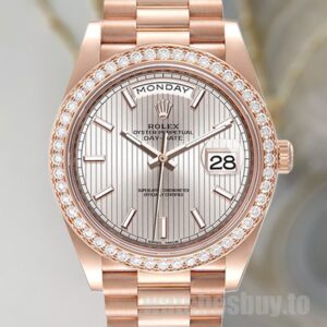 Rolex Day-Date m228345rbr-0010 Men's 40mm Sundust Stripe Dial
