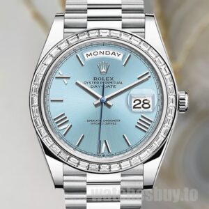 Rolex Day-Date Men's 40mm m228396tbr-0030 Blue Dial Silver-tone
