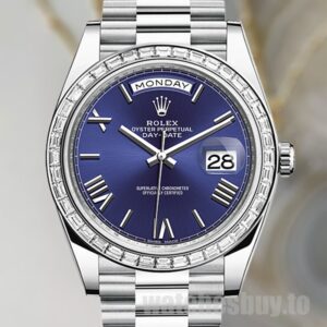 Rolex Day-Date 40mm m228396tbr-0026 Men's Navy Blue Dial Silver-tone