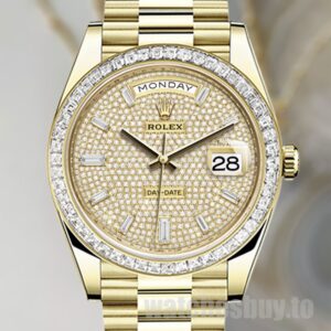 Rolex Day-Date Men's m228398tbr-0036 40mm Diamond Paved Dial