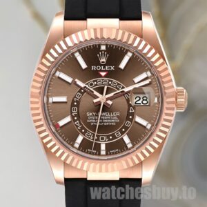 Rolex Sky-Dweller m326235-0005 Men's 42mm Rubber Band Rose Gold-tone