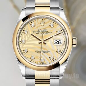 Rolex Datejust Champagne Palm Dial m126203-0044 36mm Oyster Bracelet Watch