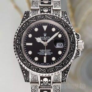 Rolex Submariner 40mm Men's Black Dial Skull Automatic Watch