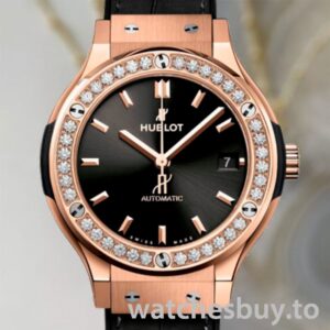 Hublot Classic Fusion 33mm 565.OX.1480.LR.1604 Ladies Rose Gold-tone Black Dial
