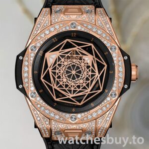 Hublot Big Bang 415.OX.1118.VR.1704.MXM17 45mm Men Leather Strap Rose Gold-tone