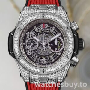 Hublot Big Bang 411.NX.1170.RX.0904-001 Men 44mm Rubber Band Diamonds