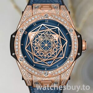 Hublot Big Bang 465.OS.7189.VR.1204.MXM19-002 Men 44mm Leather Strap Diamonds
