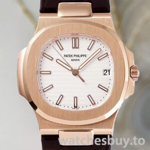 Patek Philippe Nautilus Men's 40mm 5711J-001 Leather Strap Rose Gold-tone