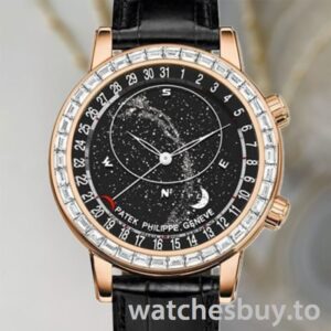 Patek Philippe Grand Complications Men's 6104R-001 42mm Leather Strap Black Dial