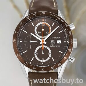 Tag Heuer Carrera Men's 43mm CV2013.FC6234 Silver-tone Leather Strap