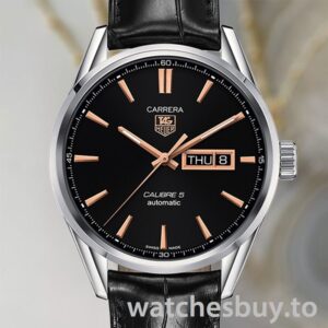 Tag Heuer Carrera 43mm Men's WAR201C.FC6266 Black Dial Leather Strap